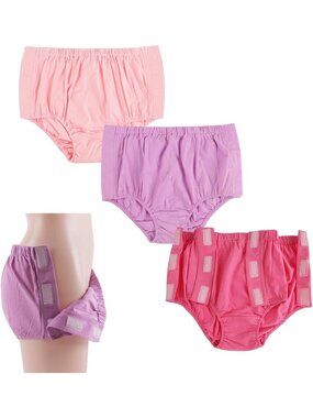 3 Pack Cotton Post Surgery Adaptive Tear Away Briefs Reusable Incontinence LRG